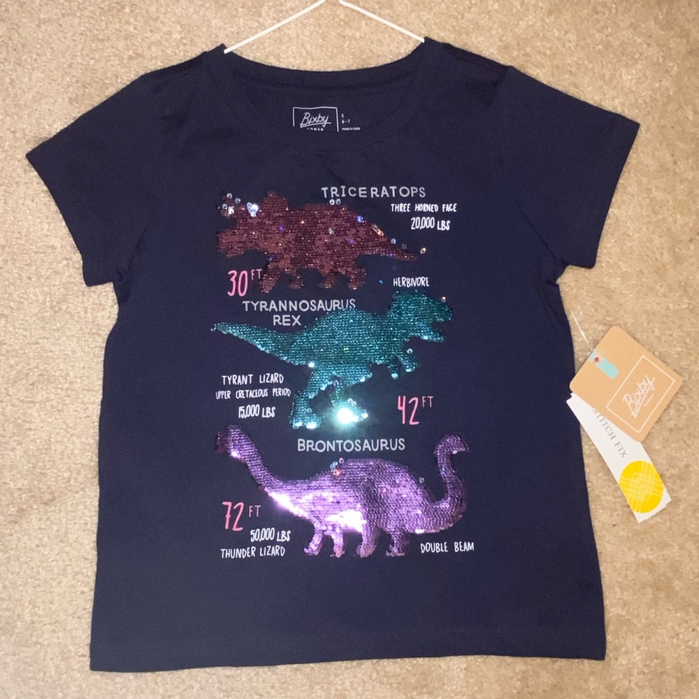 Bixby Nomad Dino shirt- NWT- from Stitch Fix- size 6-7
